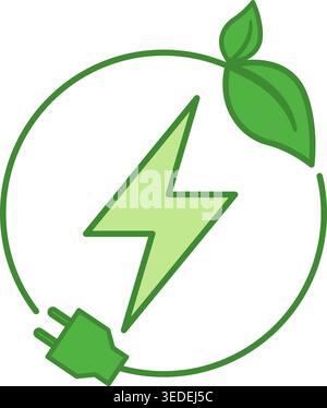Green Renewable Energy Icon. Symbol of Solar Energy. Vector Icon. Ecology and Environmental Protection Concept Stock Vector