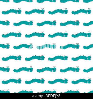 Seamless pattern with cute cartoon caterpillars on a white background. Sweet print Stock Vector