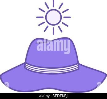 Colored Summer Hat Icon. Beachwear Vector Icon. Summer Accessory Stock Vector