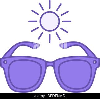 Colored Sunglasses Icon. Vector Icon. Beach Sunglasses for Eye Protection. Summer Accessory. Vacation and Travel Concept Stock Vector