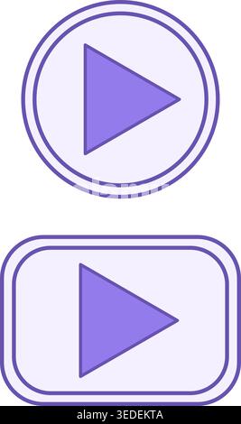 Colored Play Icons. Vector Icons of Play Buttons. Concept of Film Industry, Filmmaking and Video Production Stock Vector