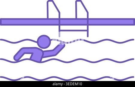 Colored Swimming Pool Icon. Vector Icon of a Man Swimming in the Pool. Vacation and Travel Concept Stock Vector