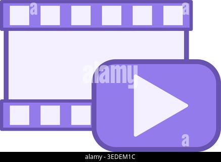 Colored Video Icon. Vector Film Film and Playback Icon. Concept of Film Industry, Filmmaking and Video Production Stock Vector