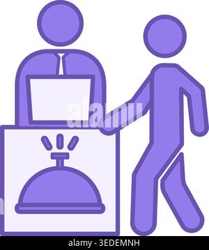 Reception Color Icon. Vector Icon. Service, Client Registration. Hotel Concept Stock Vector