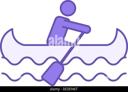 Canoe Color Icon. Vector Icon of Man in Boat. Kayak Sports, Kayak. Camping and Tourism Concept Stock Vector