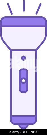 Colored Flashlight Icon. Vector Icon. Glowing Tourist Lantern. Camping and Travel Concept Stock Vector