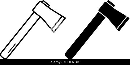 Axe icons. Black and White Vector Icons. Tourist equipment. Camping and Tourism Concept Stock Vector