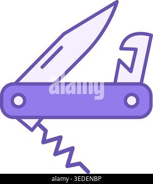 Colored Pocket Knife Icon. Vector Icon of Tourist Knife. Camping Concept Stock Vector