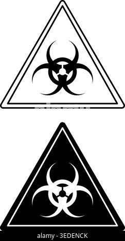 Biological Hazard Signs. Black and White Vector Icons. Danger Warning Sign Stock Vector