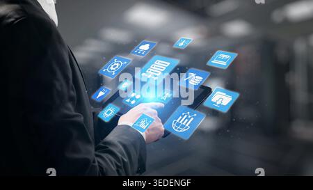 Concept of big data processing and analysis using big data architecture enables insights, big data visualization, and big data integration. Gist Stock Photo