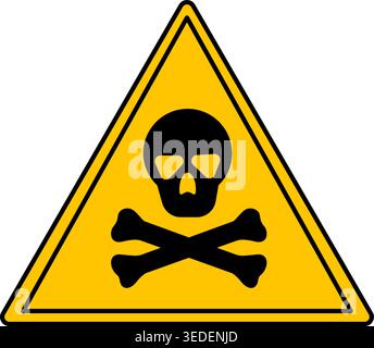 Yellow Sign of Poison. Vector Icon. Skull and Bones. Danger Warning Sign, Toxic Stock Vector