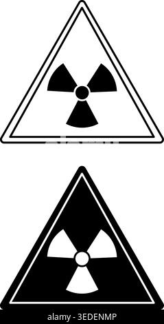 Signs of Ionizing Radiation. Black and White Vector Icons. Carefully. Radiological Contamination. Danger Warning Sign Stock Vector