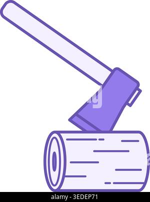Colored Axe Icon. Vector Icon. Axe for Hiking. Chopping Wood. Adventure and Camping Concept Stock Vector