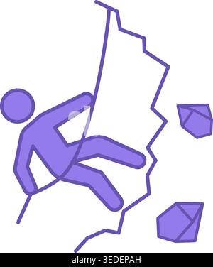Rock Climbing Color Icon. Vector Icon. Man with Rope Climbing Rock or Climbing Wall. Sports and Leisure. Adventure and Tourism Concept Stock Vector