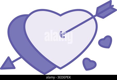 Colored Cupid Icon. Vector Icon. Two Hearts Pierced by an Arrow. Love, Passion, Attraction, Emotions Stock Vector