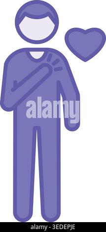 Colored Honesty Icon. Vector Icon. Man Holding Hand on Heart. Truthfulness, Sincerity, and Commitment Stock Vector