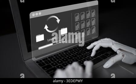 AI automating data synchronization and file management processes, optimizing transfer speed and ensuring seamless backup operations across systems Stock Photo