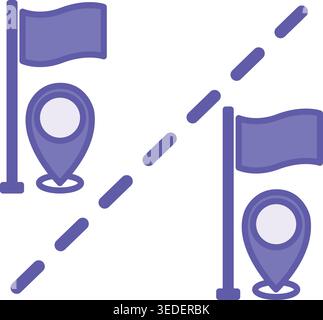 Colored Border Icon. Vector Illustration. Flags and Pins. Border Separating Countries. Migration Concept Stock Vector