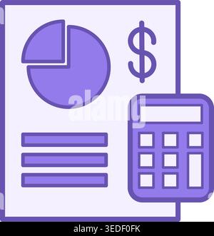 Budget Color Icon. Vector Document Icon with Budget Plan and Calculator. Business and Finance Concept Stock Vector