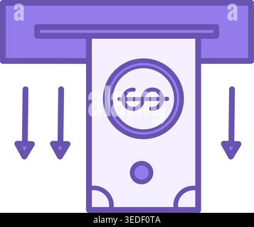 Colored Withdraw Icon. Vector Icon of Withdrawal of Money from Account. Business and Finance Concept Stock Vector