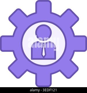 Administration Color Icon. Manager and Gear Vector Icon. Human Resource Management Concept Stock Vector