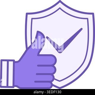 Reliability Color Icon. Vector Icon of Thumbs Up and Protection Sign. Core Values Concept Stock Vector