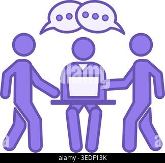 Colored Communication Icon. Vector Icon Office Employees Communicate and Solve Work Issues. Concept of Working Together and Management Stock Vector
