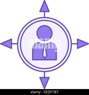 Colored Decision Making Icon. Vector Icon of Business Man and Arrows in Different Directions. Human Resource Management Concept Stock Vector