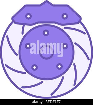 Colored Disc Brake Icon. Vector Icon of Car Brake with Caliper. Vehicle Detail. Car service concept Stock Vector
