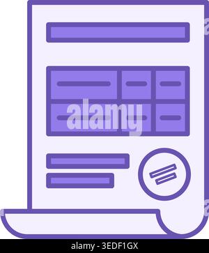 Colored Invoice Icon. Vector Icon of Invoice for Services Rendered. Payment and Billing Accounts, Signature of Business or Financial Transactions. Acc Stock Vector