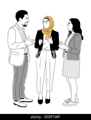 People engage in a friendly business conversation Stock Vector