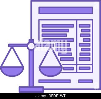 Colored Balance Sheet Icon. Vector Icon of Financial Document and Libra. Accounting Concept Stock Vector