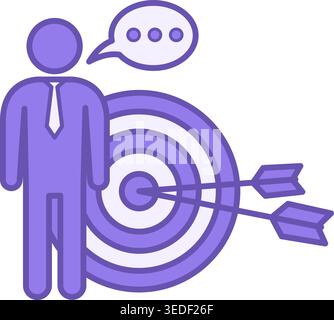 Coaching Colored Icon. Vector Icon of Training Mentor and Goal. Business Skills Training. Business Concept and Workshop Stock Vector