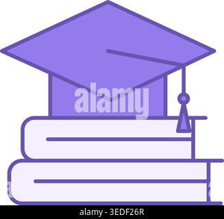 Education Color Icon. Vector Icon of Graduation Hat and Books. School, Courses, Seminar, Training. Learning New Skills. Workshop concept Stock Vector