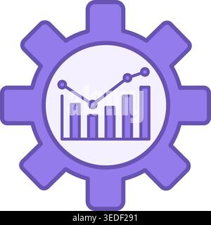 Productivity Color Icon. Vector Icon of Gear and Growth Chart. Project management. Productivity increase. Workshop Concept Stock Vector