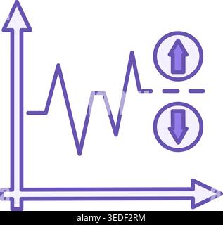 Colored Volatility Icon. Vector Illustration. Stock or Securities Price Volatility. Graph, Statistical Financial Indicator. Stock Market Concept Stock Vector