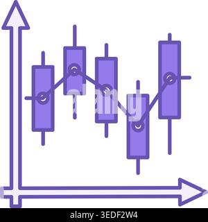 Candlestick Chart Color Icon. Vector Illustration. Chart and Japanese Candlesticks. Displaying Stock and Securities Stock Price Changes. Stock Market Stock Vector