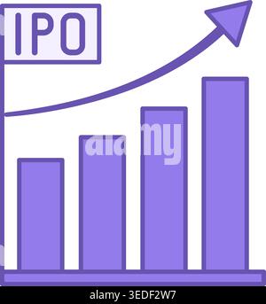 IPO Color Icon. Vector Illustration. Initial Public Sale of Shares of a Joint Stock Company. Rising Chart with Up Arrow. Stock Market Concept Stock Vector