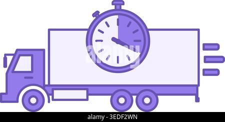 Colored Transportation Icon. Vector Illustration. Set Timer, Fast Cargo Movement by Vehicle. Delivery Service. Logistics Concept Stock Vector