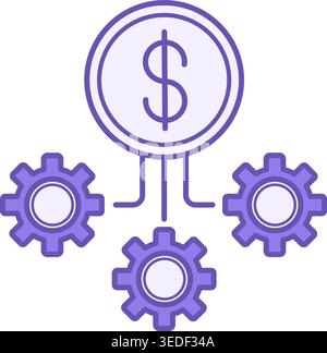 Colored Icon Operational Costs. Vector Illustration. Dollar Coin and Gear. Delivery Service. Logistics Concept Stock Vector