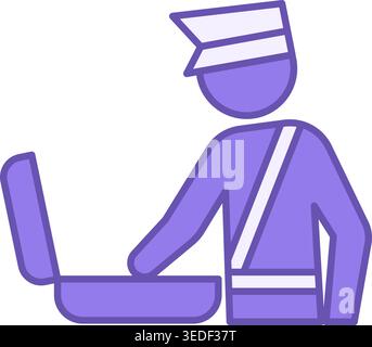 Colored Customs Control Icon. Vector Illustration. Customs Officer Checking Baggage. Checking Passengers Stock Vector