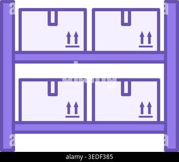 Colored Icon Inventory. Vector Illustration. On Shelves Are Boxes With Goods. Delivery Service. Logistics Concept Stock Vector