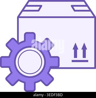 Colored Logistics Management Icon. Vector Illustration. Cargo Box and Gear. Delivery Service Stock Vector