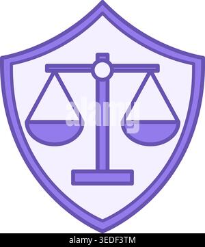 Justice Icon Color. Vector Illustration. Scales and Protection Sign. Unbiased and Impartial Attitude. Society Sector Concept Stock Vector