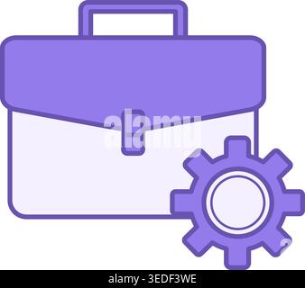 Labor Color Icon. Vector Illustration. Work Briefcase and Gear. Office Work. Concept Sector of Society Stock Vector