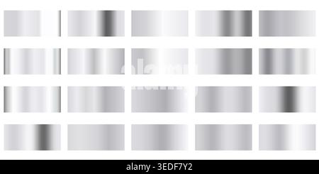 White gold gradient swatches, golden metal light glitter material effect  surface, silver vector Stock Vector