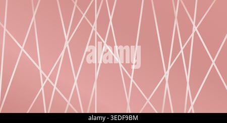 Abstract geometric golden pink gradient lines background. Abstract rose golden random chaotic lines with many squares and triangles shape background. Stock Vector