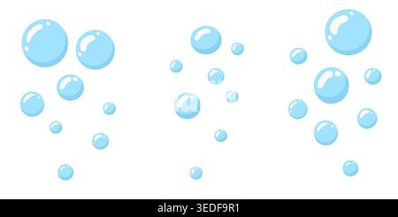 Air bubbles flat vector  element signs. blue water bubbles icon, gas balloons, water doodle flat vector, for patterns, card Stock Vector