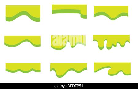 Set of green wave separator footers, modern dividers shapes vector illustration. Header Border Shapes for Websites. Vector Banner Designs. Abstract We Stock Vector