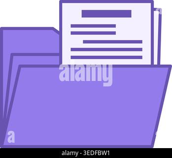 Colored Document Icon. Vector Icon. Open Document Folder. Office Concept Stock Vector